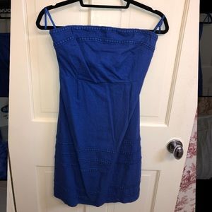Blue strapless mini dress 6